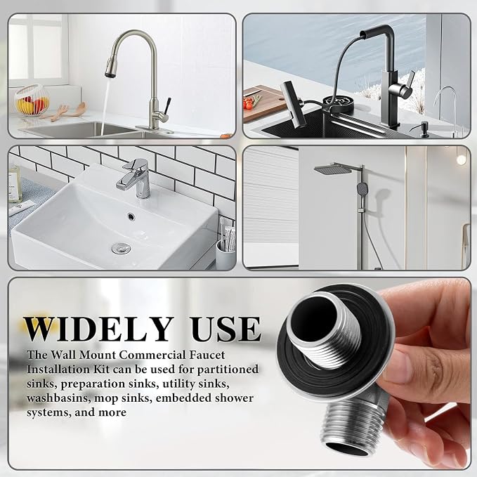 Wall Mount Commercial Faucet Installation Kit, 304 Stainless Steel 90 dergee - Image 5