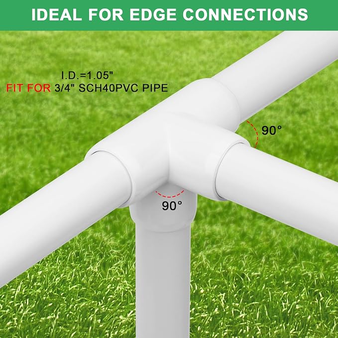 8Pack 3/4IN 4-Way Elbow PVC Pipe Fittings Furniture Grade SCH40 4 Way Side - Image 3