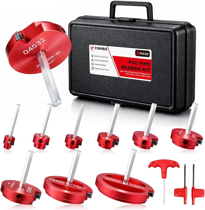 9Pcs PVC Pipe Reamer Kit, Durable Aluminum PVC Fitting Saver | Sch.40 CPVC ABS by Unknown