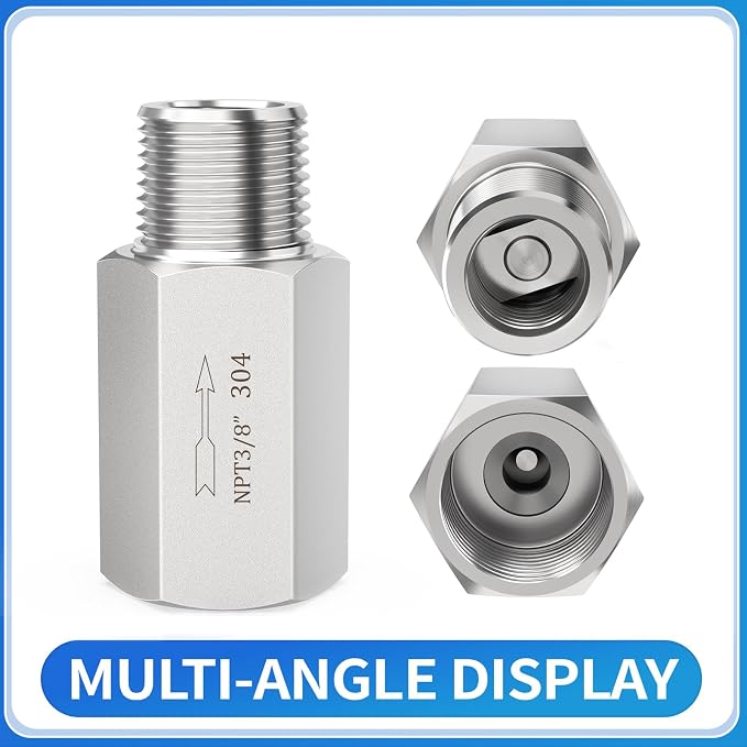 ChillWaves 304 Stainless Steel In-Line Siamese Check Valve 3/8" NPT Male x 3/8" - Image 3