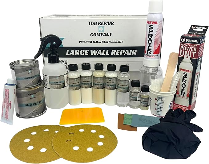 Tub Repair Kit with Color Match, Strong Fiberglass Repair kit, Repairs by TubRepairCompany