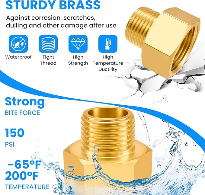 SDTC Tech 2-Pack Brass Pipe Fitting 1/2 NPT Thread Male to 3/4 NPT Thread - Image 6