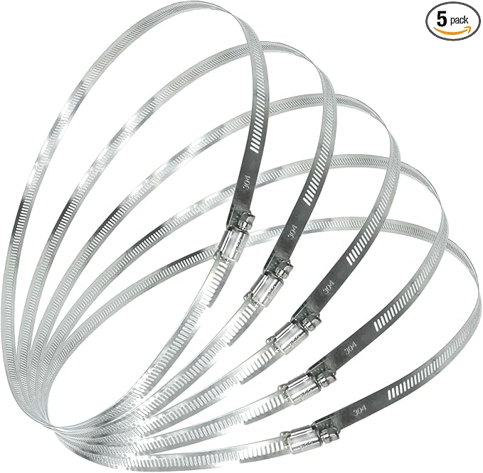 5Pcs 17.7-Inch/450mm Large Hose Clamps Stainless Steel | Adjustable Worm Gear by WelcometotheTEXNINC