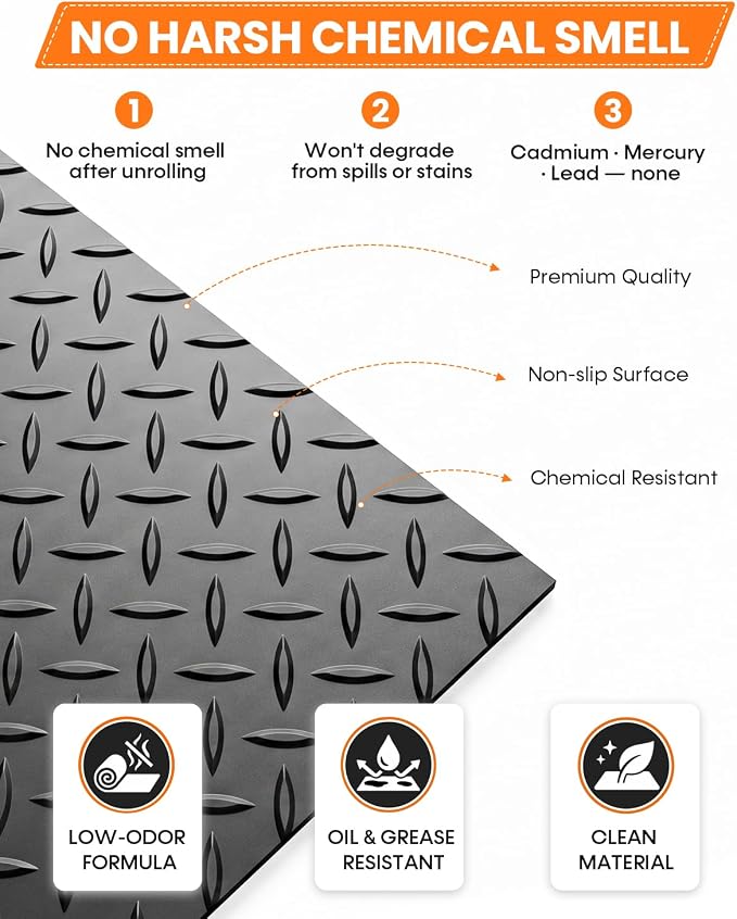 SEAL 6 x 15 FT Premium Garage Floor Mat, Solid 2.8mm Thick Lay-Flat Black - Image 6