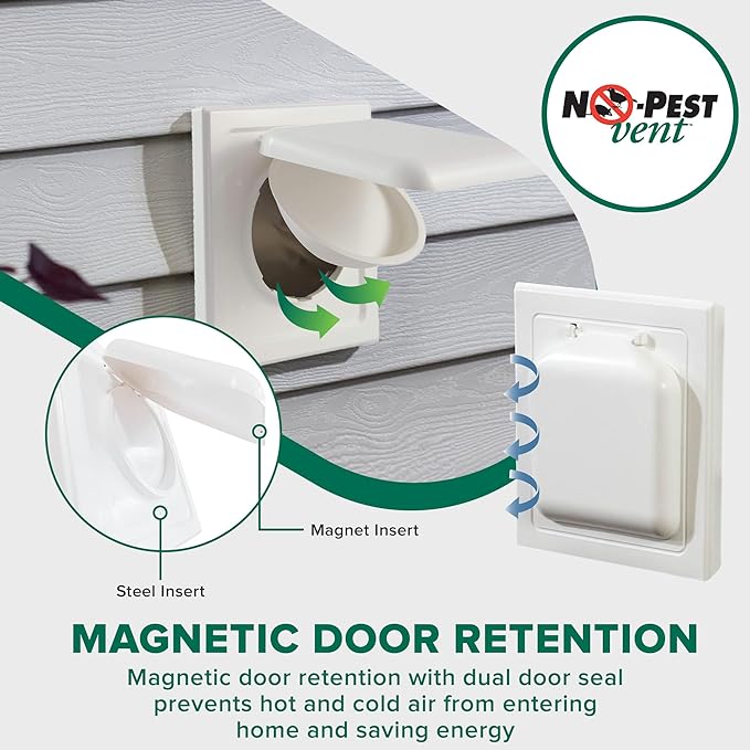 NO-PEST VENT Dual Door Dryer Vent Cover 4 Inch Outdoor, Made in USA, Highest - Image 3
