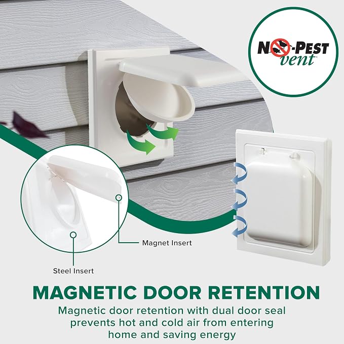 NO-PEST VENT Dual Door Dryer Vent Cover 4 Inch Outdoor, Made in USA, Highest - Image 5