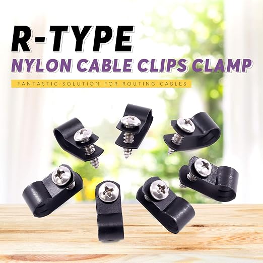 Swpeet 60 Pack Black 5/16 Inch Nylon Plastic R-Type Cable Clips Clamp Kit - Image 4