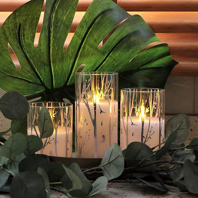 Rhytsing Birch Design Glass Battery Operated LED Candles - Image 3