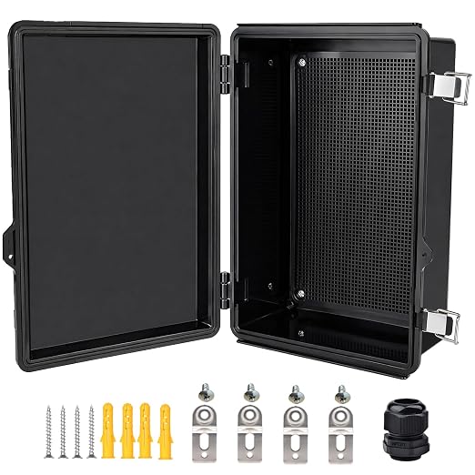 Waterproof Electrical Box, IP67 Junction Box Stainless Steel Latch Hinged Black by YETLEBOX