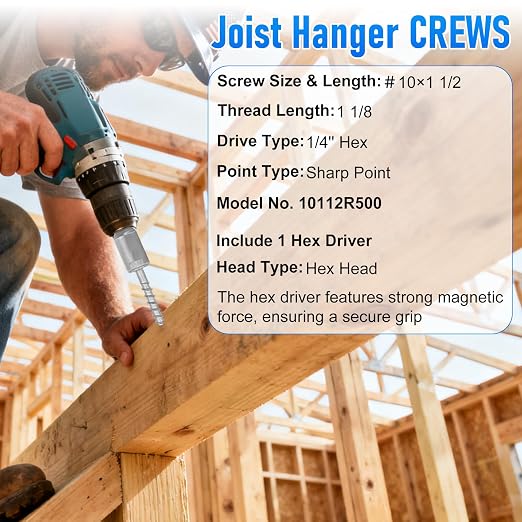 Mech.Galv.#10 x 1-1/2" Joist Hanger Screws-500 Qty, Joist Connector Screws | - Image 2