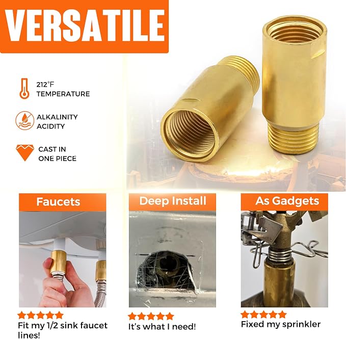 1/2 Inch NPT Brass Nipple Male to Female | Pipe Fitting Plumbing Extension - Image 8