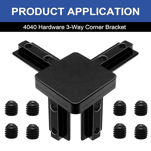 12pcs 4040 Hardware 3-Way Corner Bracket Angel Connector Black | - Image 4
