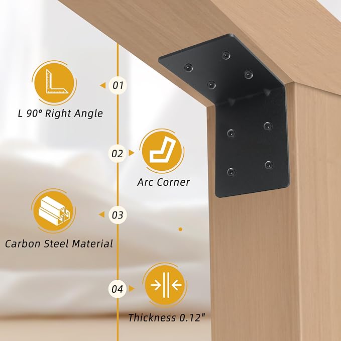 12-Pack 4"x4"x3-1/8 Heavy Duty Steel Corner Bracket, L Right Angle Bracket | - Image 3