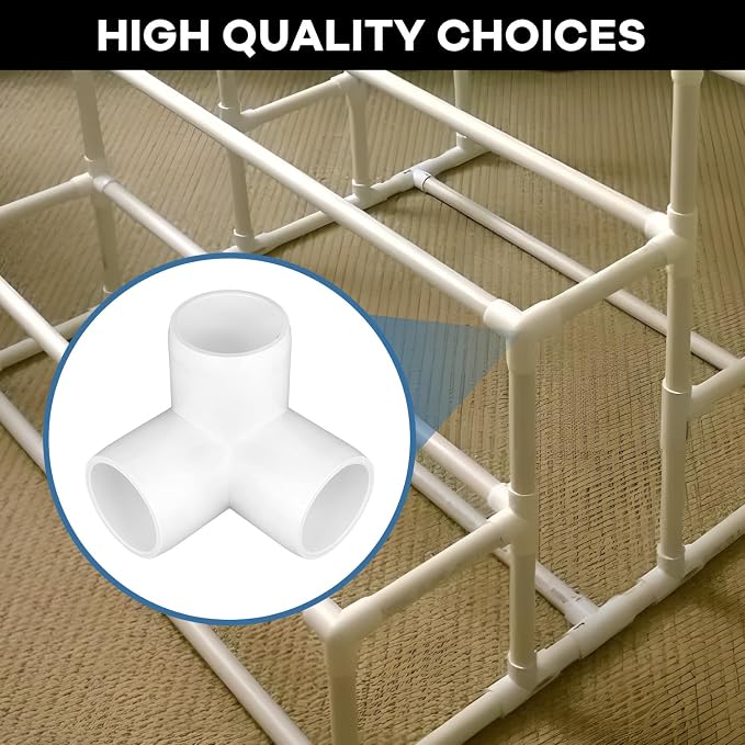 12-Pack 3 Way PVC Fittings 1 Inch, Furniture Grade PVC Pipe Elbow Connector - Image 7