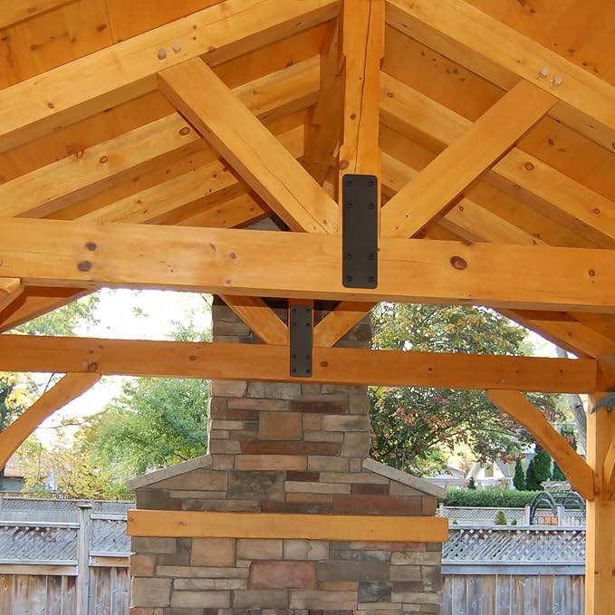 Straight Steel Plate 2pcs, 6x6 Lumber | Black Powder Coated Heavy Duty Pergola - Image 2