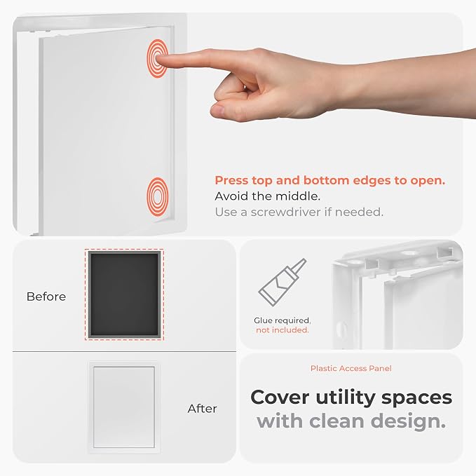 10x13 Inch White Access Panel for Drywall – ABS Plastic Square Wall, Ceiling - Image 3
