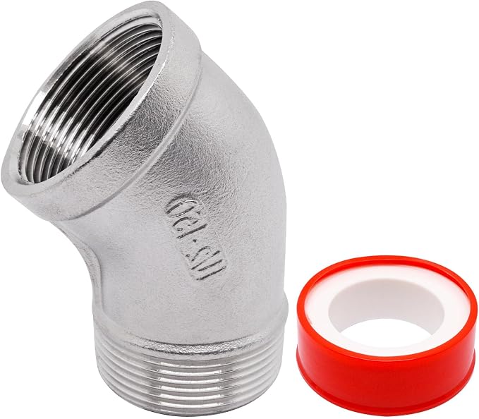 1PCS 45 Degree Elbow Fittings, 1-1/2" NPT Male to 1-1/2" NPT Female 304 by SSYDIEN