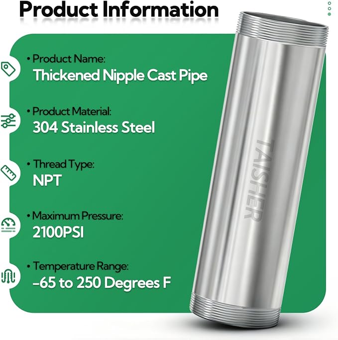 1pcs Thickened Nipple Cast Pipe 1-1/2" NPT Male - Image 3