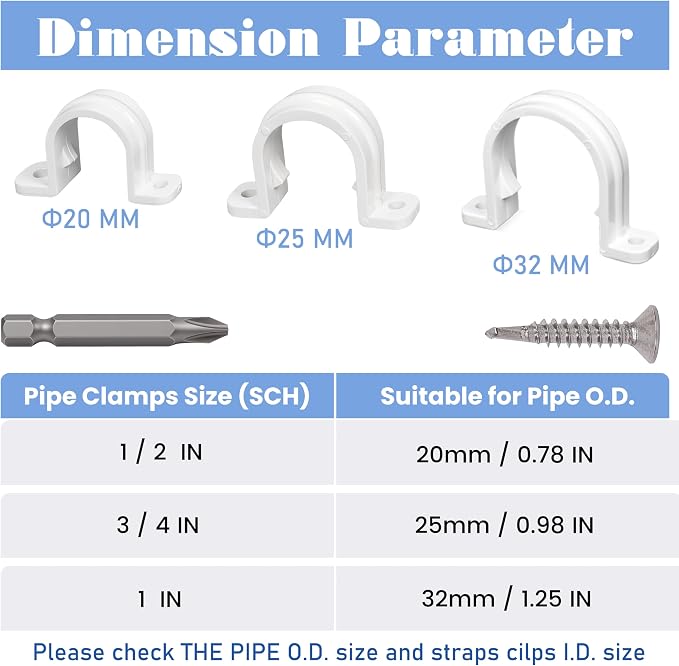 40 Set PVC conduit pipe strap clamps Φ32 MM - Image 3