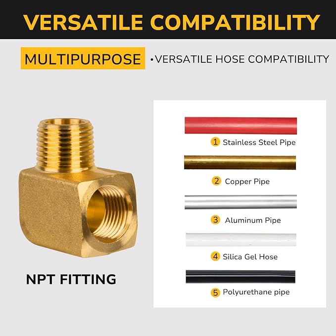 90 Degree Elbow, 3/8" NPT Male × 3/8" NPT Female Brass Pipe Fitting, Barstock - Image 7