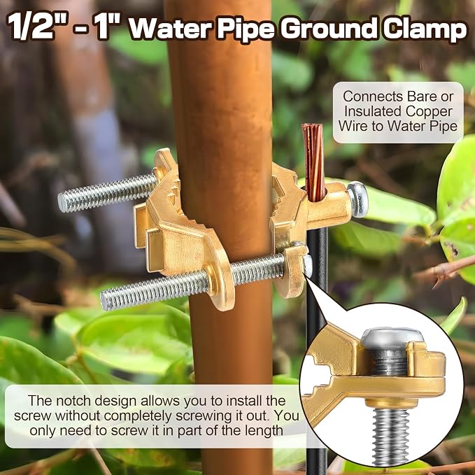 Feekoon 10 Pcs 1/2" to 1" Ground Clamp, #10 to #2 Wire Range | Copper Alloy - Image 4
