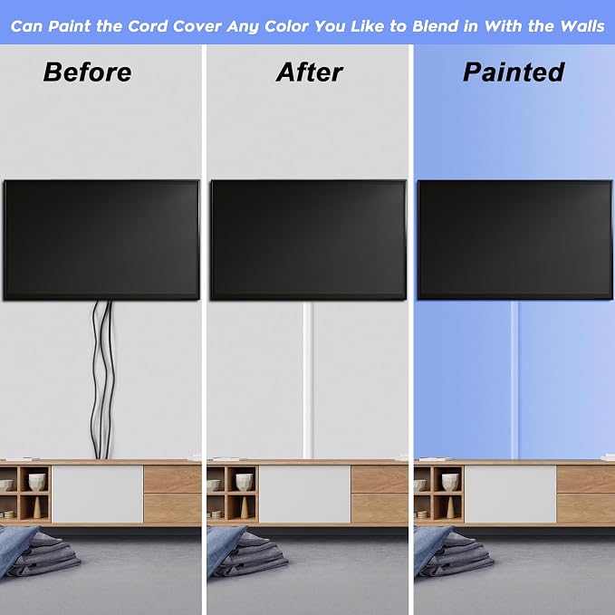 TV Cord Hider, Self Adhesive 44in Cable Raceway Kit, Holds Up to 4 Cables | - Image 7