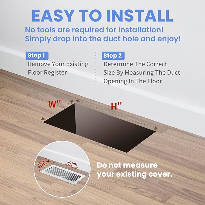 Howeall 4x10 Inches Heavy Duty Walkable Floor Register Easy Adjust Air Supply - Image 6