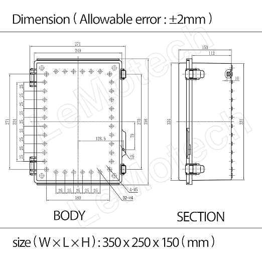 Electrical Box, IP67 Waterproof Hinged Cover Stainless Steel Latch Junction Box - Image 7