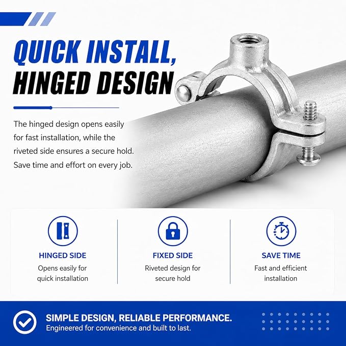 10 Pack 2 in. Hinged Split Ring Pipe Hanger, Tubing and Industrial Vintage DIY - Image 5