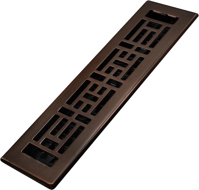Decor Grates AJH212-RB Oriental Floor Register, 2x12 Inches, Rubbed Bronze by DecorGrates