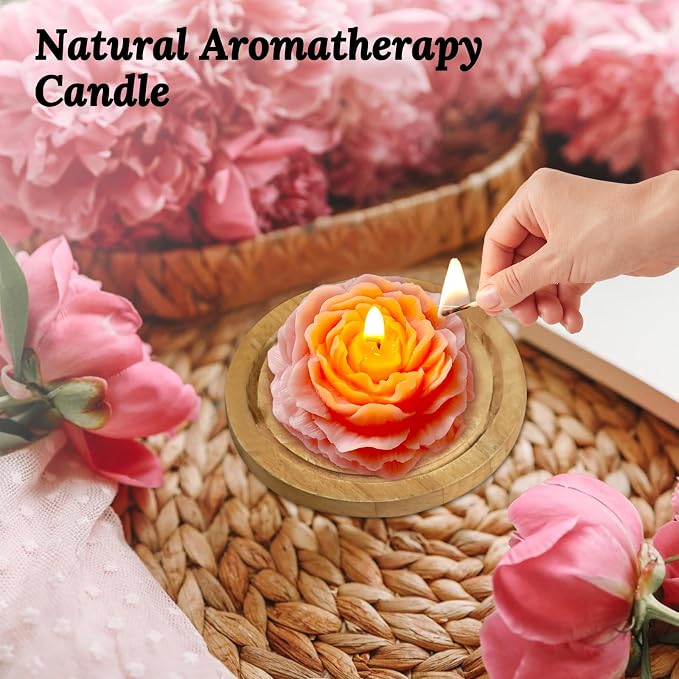 Light-Pink Peony Flower Shape Candles - Image 3