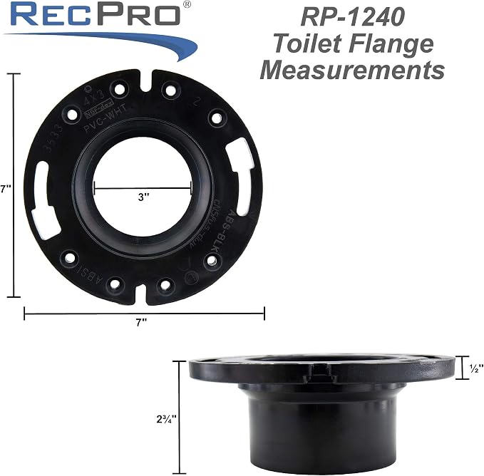 RecPro RV Toilet Closet Flange | 4x3 | ABS Plastic | Toilet-to-Floor Mount | RV - Image 7
