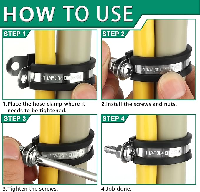 OURU 5/16 Inch Cable Clamps, Rubber Coated Insulated Clamps, 8mm | 304 - Image 3