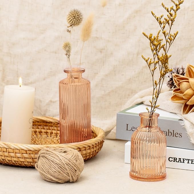 Clear Amber Gold Glass Bud Vase Set of 12 Pcs, Small Bud Vases in Bulk - Image 9