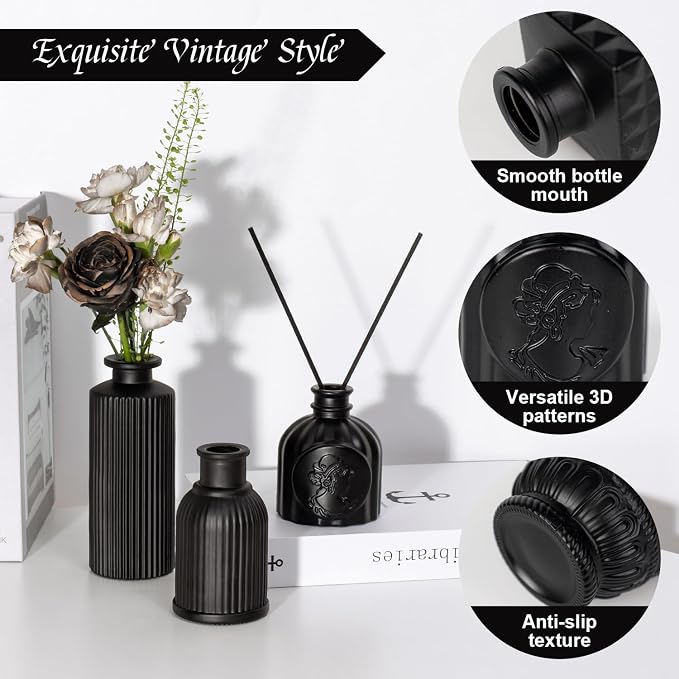 Black Glass Bud Vase Set of 12 Pcs, Small Bud Vases in Bulk, Glass Crystal - Image 8