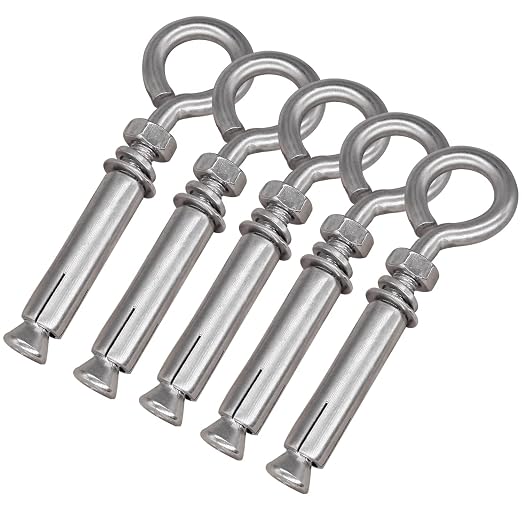 5/16" X 4-3/16" Expansion Concrete Wall Anchors Eyebolt Screw, Heavy Duty 304 by CUKAYO