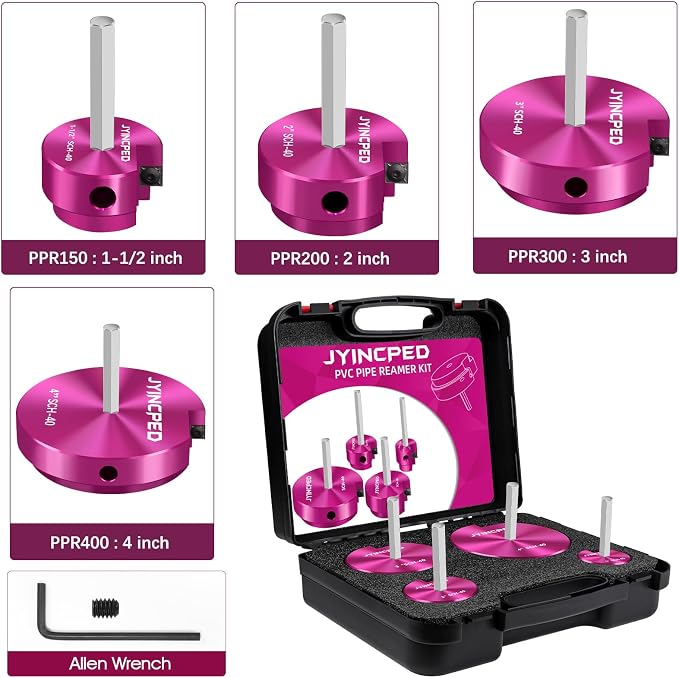 4 Pcs PVC Reamer Kit, Fitting Saver PVC Pipe Reamer Socket Saver Set | Includes - Image 2
