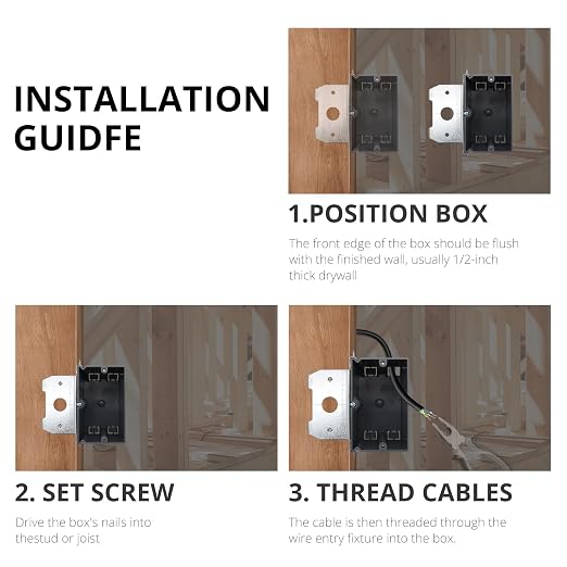 Single Gang Adjustable Electrical Box, 21 cu in, ETL Listed, 3 Pack | Gray PVC - Image 5