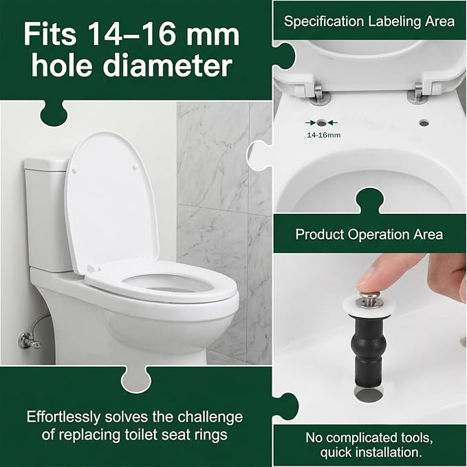 6Pcs Top Mounting Toilet Seat Hardware Toilet Seat Hinge Bolts - Image 3