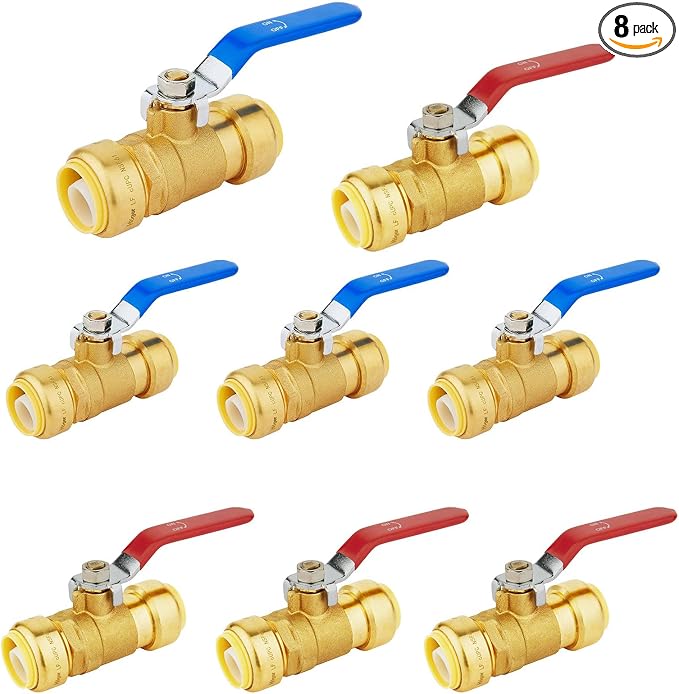 3/4" Ball Valves, 8 Pack Push Fit Shut Off Valves by Unknown
