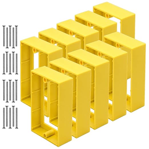 Single Gang Outlet Box Extender Yellow 10-Pack | ABS extender by YQSIYU