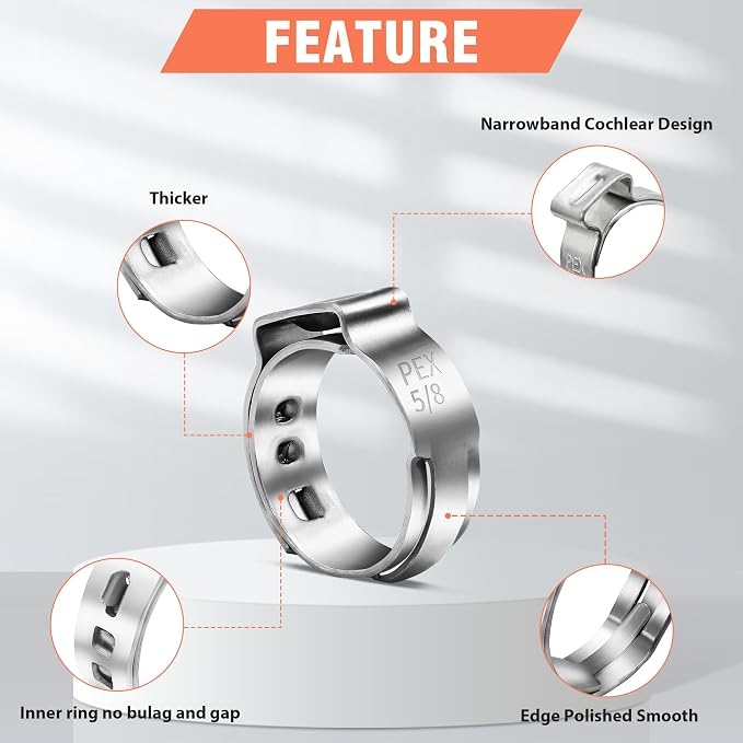 60pcs 5/8 pex crimp rings for PEX Tubing Pipe Fitting Connections | 304 - Image 3