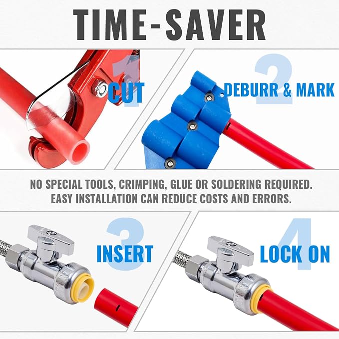 Straight Stop Valve, Water Shut Off Valve 1/2" x 3/8" Comp, Toilet Water Shutoff - Image 4