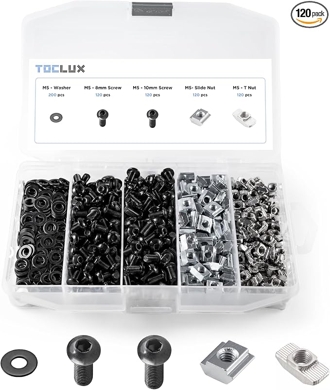 680 pcs 20 Series Aluminum Extrusion Black M5 T-Nut and Screw Kit – Sliding & by TOCLUX