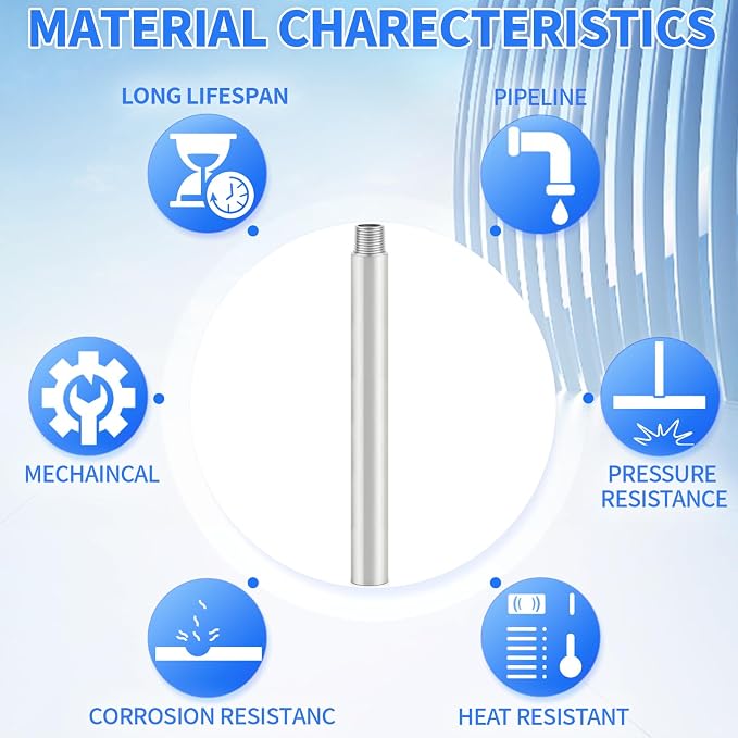 ChillWaves 304 Stainless Steel Pipe Fitting, Nipple Cast Pipe 3/4" NPT Male x - Image 5