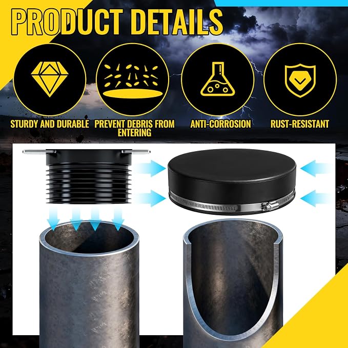 6 Pack 8 Inch Flexible PVC Pipe Cap - Image 4