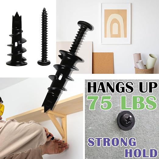 50Pc #8 Black Self Drilling Metal Drywall Anchors Heavy Duty and Screws kit | - Image 3