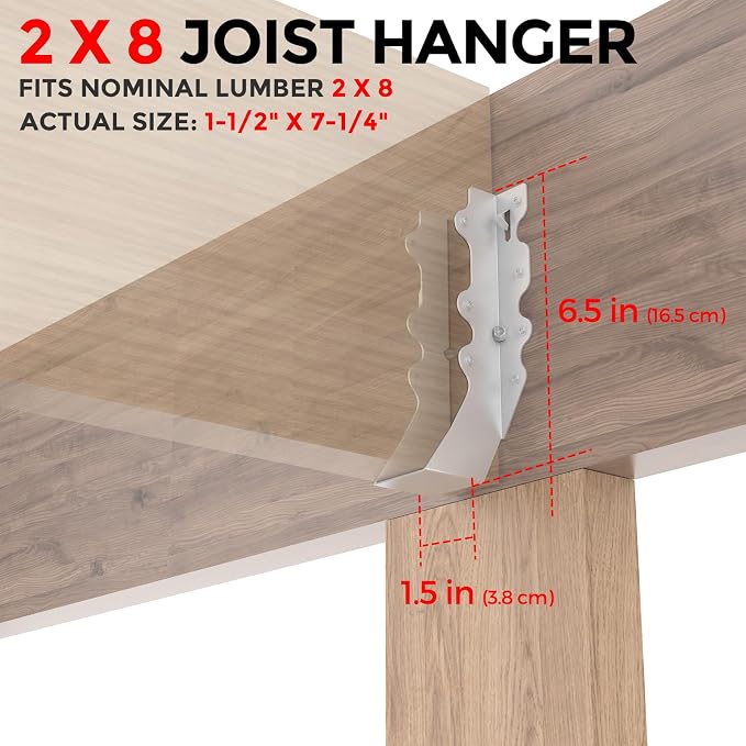 25 Pcs 2x8 Joist Hangers, 18 Gauge Metal Face Mount Joist Hanger, Lu28 Joist - Image 3