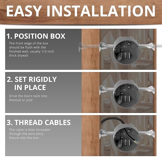 HXH Round Ceiling Electrical Box, 1 Pack | 20 Cu.In. PVC Adjustable Electrical - Image 4