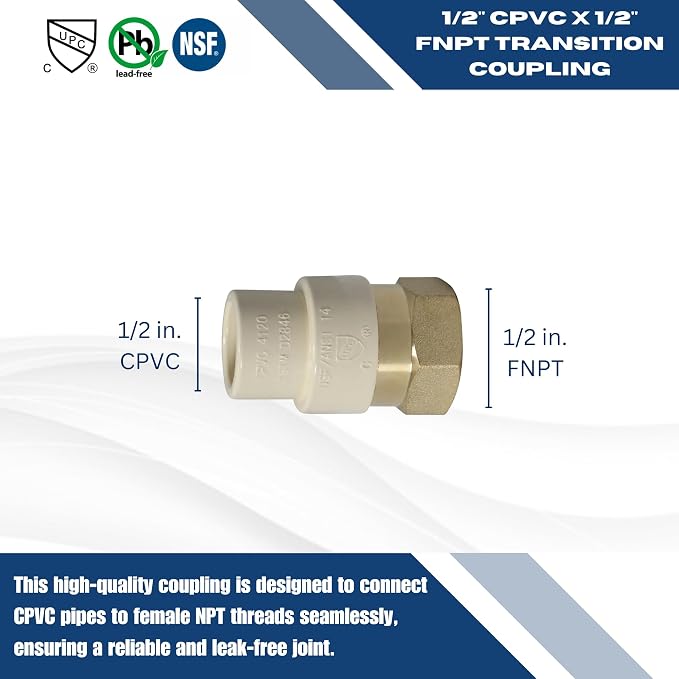 25 Pack XFITTING 1/2" Female CPVC Adapter, FNPT CPVC Coupling - Image 7